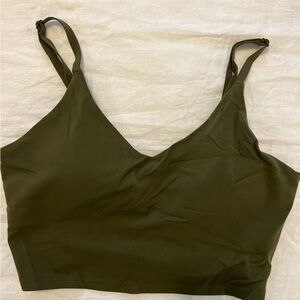 Athleta Olive Green Longline V Neck Sports Bra